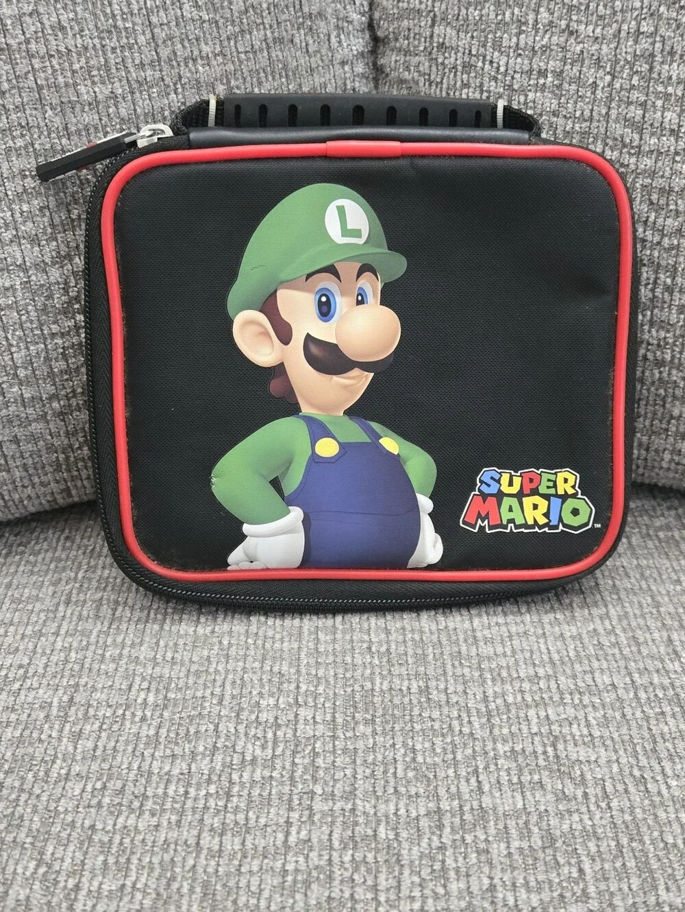 Nintendo 3DS Super Mario Luigi EVA Hard Padded Zipper Case Black/Red